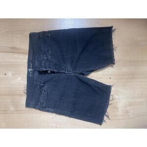 7 For All Mankind Cutoff Denim Shorts Mens 33" High Rise Button Fly Black